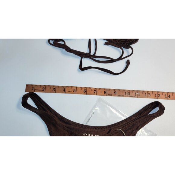 SAME Los Angeles Swim Bikini Set 2Pc Top High Weist Bottom 90s Brown SZ M - Picture 13 of 15